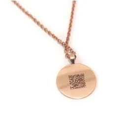 Silver rose gold plated pendant disc with photo engraving, stainless steel chain + date on the back
