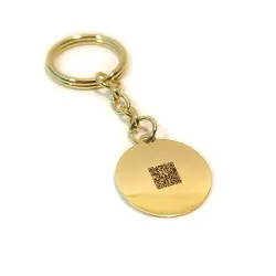 Key ring with photo engraving on brass disc, steel ring