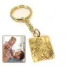 Key ring with photo engraving on brass tag, steel ring