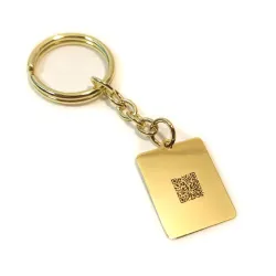 Key ring with photo engraving on brass tag, steel ring
