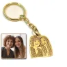 Brass key ring with photo engraving, steel ring