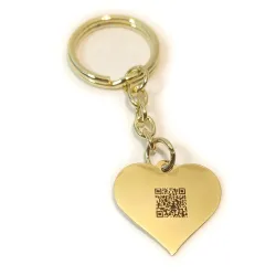 Key ring with photo engraving on brass heart, steel ring