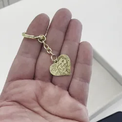 Key ring with photo engraving on brass heart, steel ring