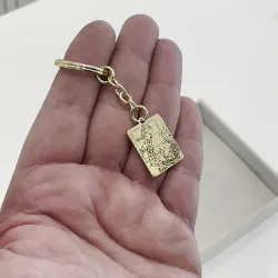 Μπρελόκ  με χάραξη φωτογραφίας σε πλακέτα από ορείχαλκο, ατσάλινος κρίκος