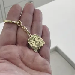 Brass key ring with photo engraving, steel ring