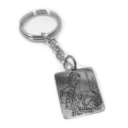Key ring with photo engraving on nickel silver tag, steel ring