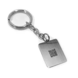 Key ring with photo engraving on nickel silver tag, steel ring