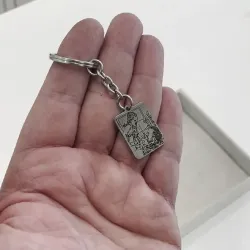 Key ring with photo engraving on nickel silver tag, steel ring