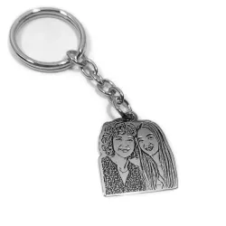 Nickel silver key ring with photo engraving, steel ring
