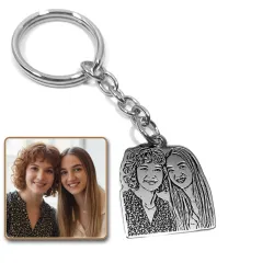 Nickel silver key ring with photo engraving, steel ring