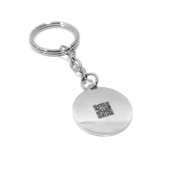 Μπρελόκ με χάραξη φωτογραφίας σε δισκάκι από ασήμι 925, ατσάλινος κρίκος