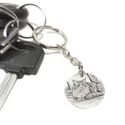 Μπρελόκ με χάραξη φωτογραφίας σε δισκάκι από ασήμι 925, ατσάλινος κρίκος