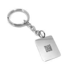 Μπρελόκ  με χάραξη φωτογραφίας σε πλακέτα από ασήμι 925, ατσάλινος κρίκος