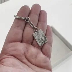 Μπρελόκ  με χάραξη φωτογραφίας σε πλακέτα από ασήμι 925, ατσάλινος κρίκος