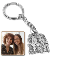 Silver 925 key ring with photo engraving, steel ring