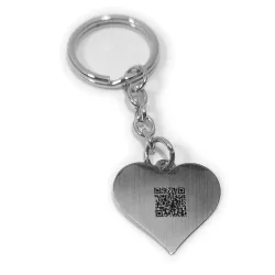 Key ring with photo engraving on nickel silver heart, steel ring