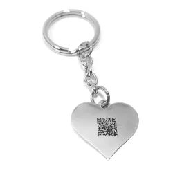 Key ring with photo engraving on sterling silver heart, steel ring