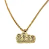 Silver gold plated pendant with engraving of a children's painting, stainless steel chain