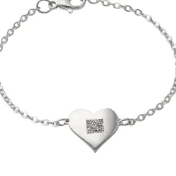 Silver platinum plated bracelet with engraving of children's drawing, stainless steel chain