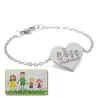 Silver platinum plated bracelet with engraving of children's drawing, stainless steel chain