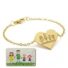 Silver gold plated bracelet with engraving of children's drawing, stainless steel chain