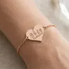 Silver rose gold plated bracelet with engraving of children's drawing, stainless steel chain