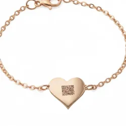 Silver rose gold plated bracelet with engraving of children's drawing, stainless steel chain