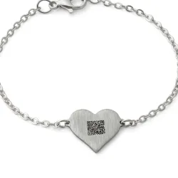 Nickel silver bracelet with engraving of a children's painting, stainless steel chain