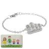 Silver platinum plated bracelet with engraving of children's drawing, stainless steel chain