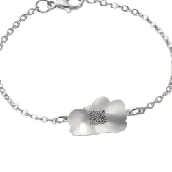 Silver platinum plated bracelet with engraving of children's drawing, stainless steel chain