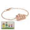 Silver rose gold plated bracelet with engraving of children's drawing, stainless steel chain