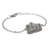 Nickel silver bracelet with engraving of a children's painting, stainless steel chain