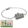 Nickel silver bracelet with engraving of a children's painting, stainless steel chain