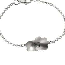 Nickel silver bracelet with engraving of a children's painting, stainless steel chain