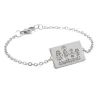 Silver platinum plated bracelet with engraving of children's drawing, stainless steel chain