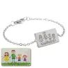 Silver platinum plated bracelet with engraving of children's drawing, stainless steel chain