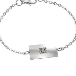 Silver platinum plated bracelet with engraving of children's drawing, stainless steel chain