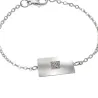 Silver platinum plated bracelet with engraving of children's drawing, stainless steel chain