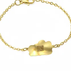 Silver gold plated bracelet with engraving of children's drawing, stainless steel chain