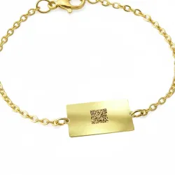 Silver gold plated bracelet with engraving of children's drawing, stainless steel chain