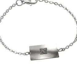 Nickel silver bracelet with engraving of a children's painting, stainless steel chain