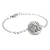 Silver platinum plated bracelet with photo engraving, stainless steel chain