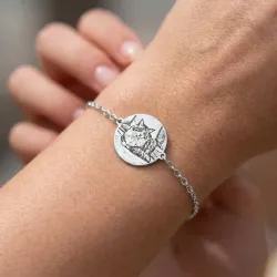 Silver platinum plated bracelet with photo engraving, stainless steel chain