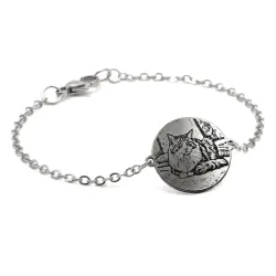 Κολιέ με χάραξη φωτογραφίας σε πλακέτα από αρζαντό (nickel silver), ατσάλινη αλυσίδα