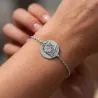 Bracelet with engraved photo on nickel siver disc, stainless steel chain