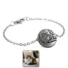 Bracelet with engraved photo on nickel siver disc, stainless steel chain