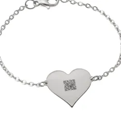 Silver platinum plated bracelet with photo engraving, stainless steel chain