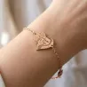 Silver rose gold plated bracelet with photo engraving, stainless steel chain
