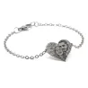 Bracelet with engraved photo on nickel siver heart, stainless steel chain