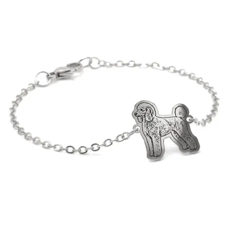 Silver platinum plated bracelet with photo engraving, stainless steel chain